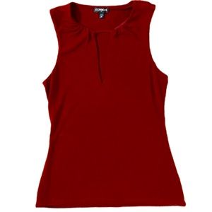 Express fitted keyhole sleeveless dress shirt